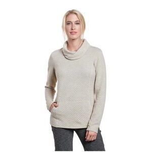 Kuhl Athena Women's Pullover Cowl Neck Wool Blend Casual Travel White Size Large